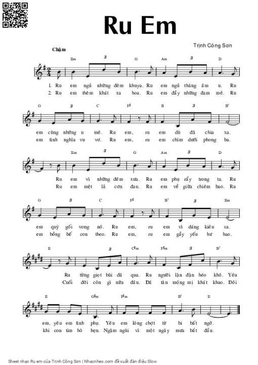 Sheet PDF of Ru em - Trịnh Công Sơn