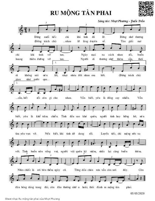 Sheet PDF of Ru mộng tàn phai
