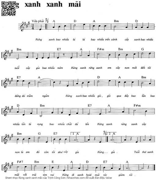 Sheet PDF of Rừng xanh xanh mãi