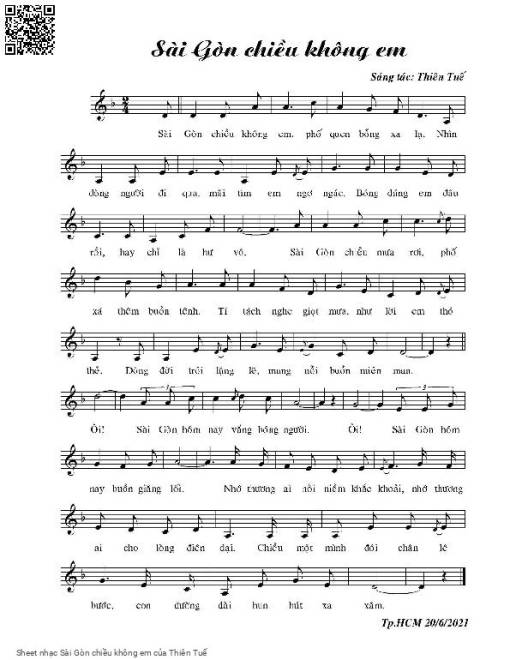 Sheet PDF of Sài Gòn chiều không em