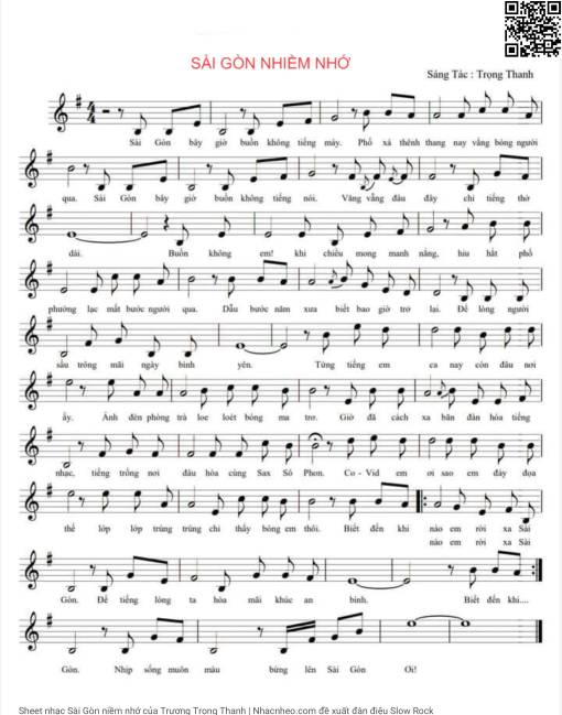 Sheet PDF of Sài Gòn niềm nhớ