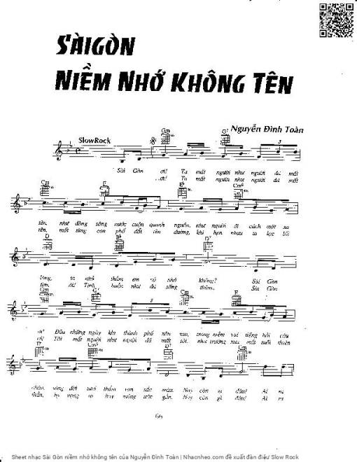 Sheet PDF of Sài Gòn niềm nhớ không tên