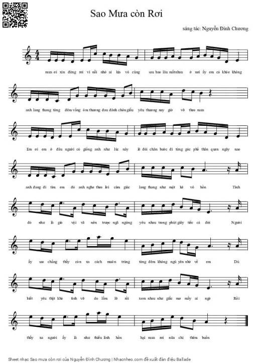 Sheet PDF of Sao mưa còn rơi