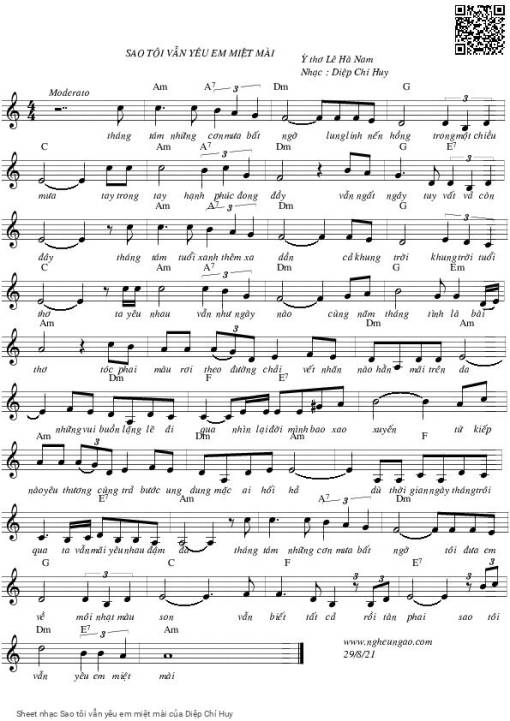 Sheet PDF of Sao tôi vẫn yêu em miệt mài