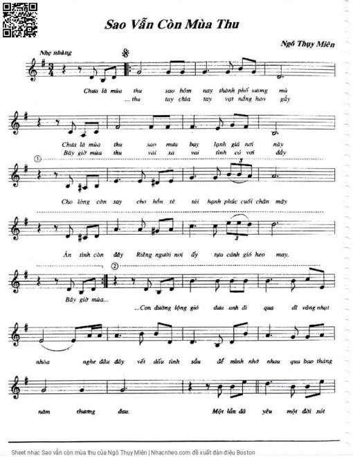 Sheet PDF of Sao vẫn còn mùa thu