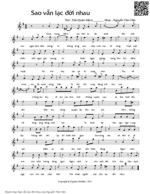 Sheet PDF of Sao vẫn lạc đời nhau