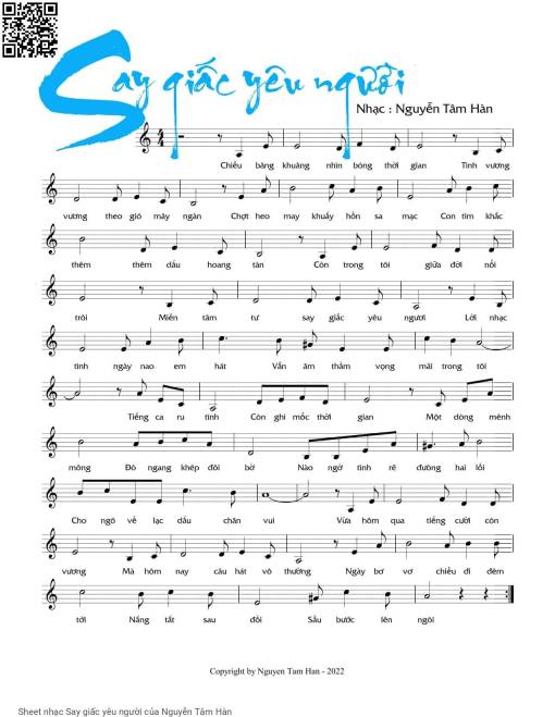 Sheet PDF of Say giấc yêu người