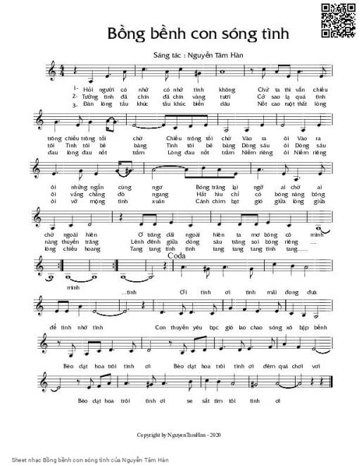 Sheet PDF of Bồng bềnh con sóng tình
