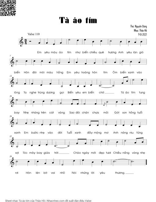 Sheet PDF of Tà áo tím - Thảo Hồ