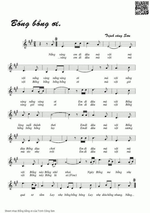 Sheet PDF of Bống bồng ơi