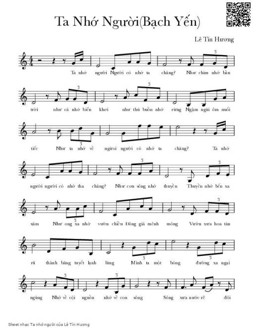 Sheet PDF of Ta nhớ người