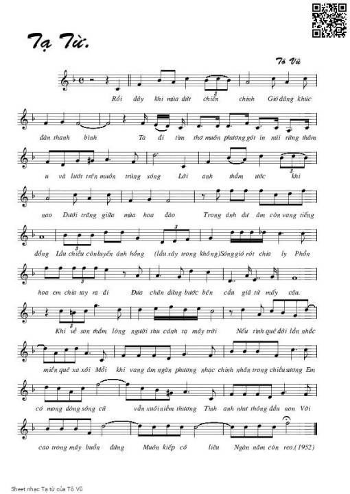 Sheet PDF of Tạ từ - Tô Vũ
