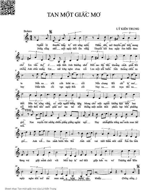 Sheet PDF of Tan một giấc mơ