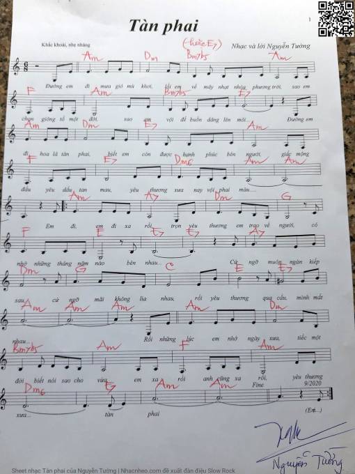 Sheet PDF of Tàn phai - Nguyễn Tường