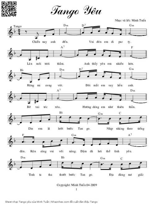 Sheet PDF of Tango yêu - Minh Tuấn