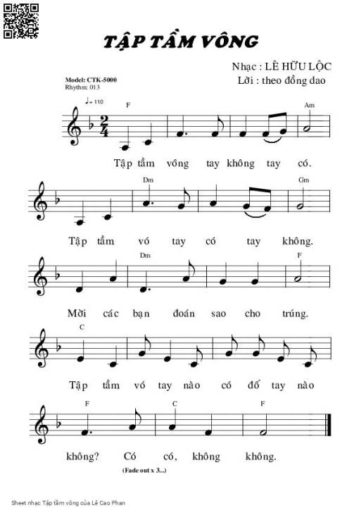 Sheet PDF of Tập tầm vông