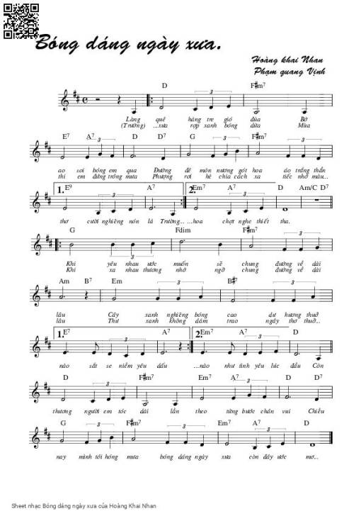 Sheet PDF of Bóng dáng ngày xưa
