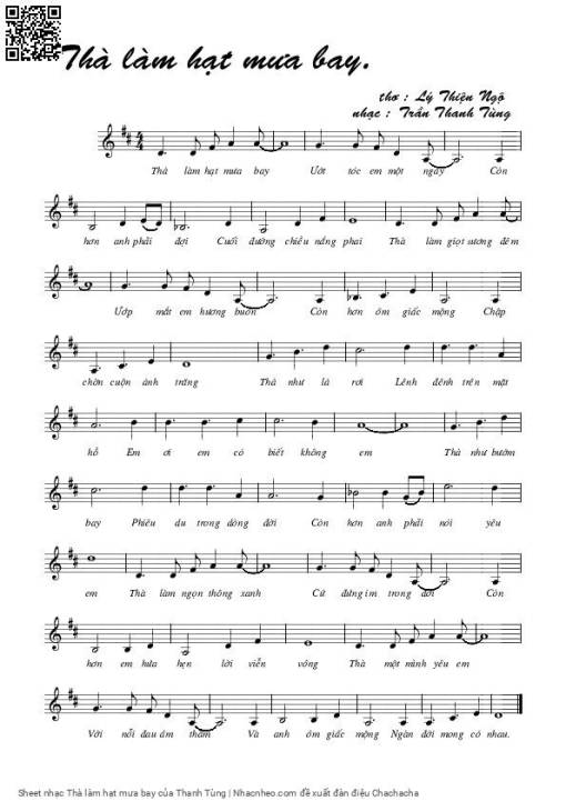 Sheet PDF of Thà làm hạt mưa bay