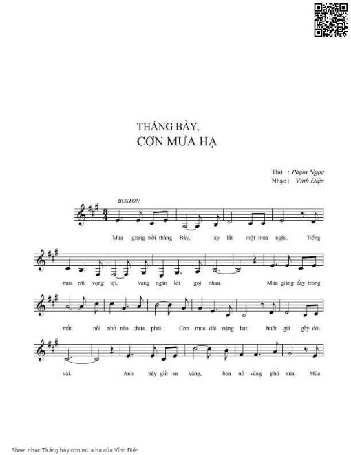 Sheet PDF of Tháng bảy cơn mưa hạ