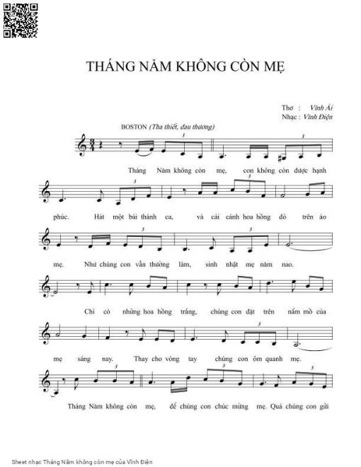 Sheet PDF of Tháng Năm không còn mẹ