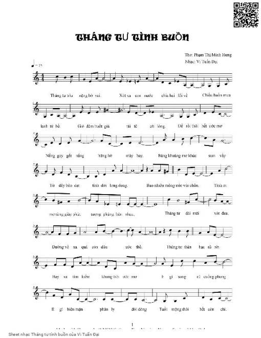 Sheet PDF of Tháng tư tình buồn