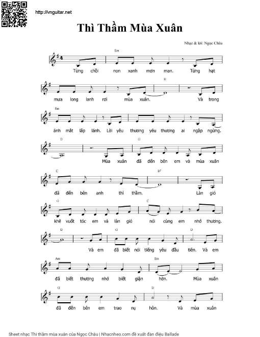 Sheet PDF of Thì thầm mùa xuân