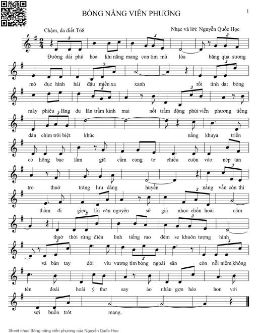 Sheet PDF of Bóng nắng viễn phương