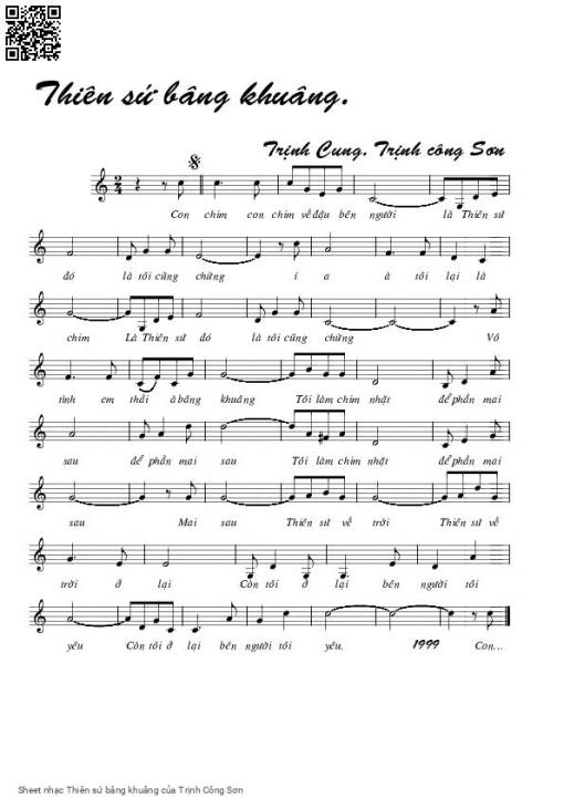 Sheet PDF of Thiên sứ bâng khuâng