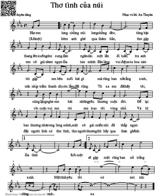 Sheet PDF of Thơ tình của núi