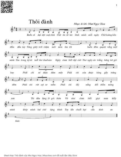 Sheet PDF of Thôi đành - Như Ngọc Hoa