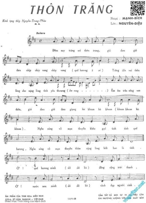 Sheet PDF of Thôn trăng - Mạnh Bích