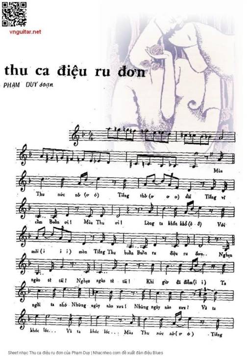 Sheet PDF of Thu ca điệu ru đơn