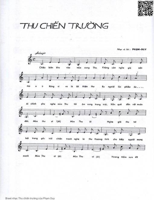 Sheet PDF of Thu chiến trường
