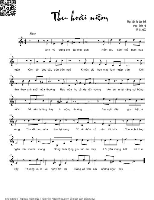 Sheet PDF of Thu hoài niệm