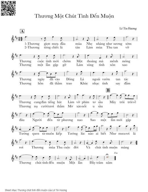 Sheet PDF of Thương chút tình đến muộn