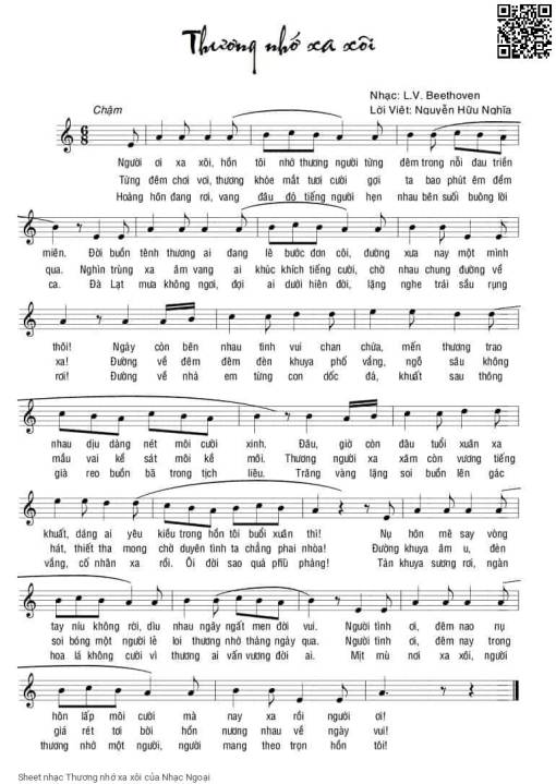 Sheet PDF of Thương nhớ xa xôi