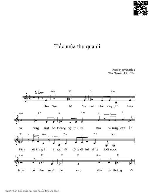 Sheet PDF of Tiếc mùa thu qua đi