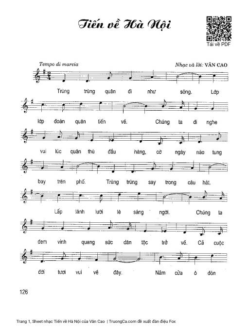 Sheet PDF of Tiến về Hà Nội