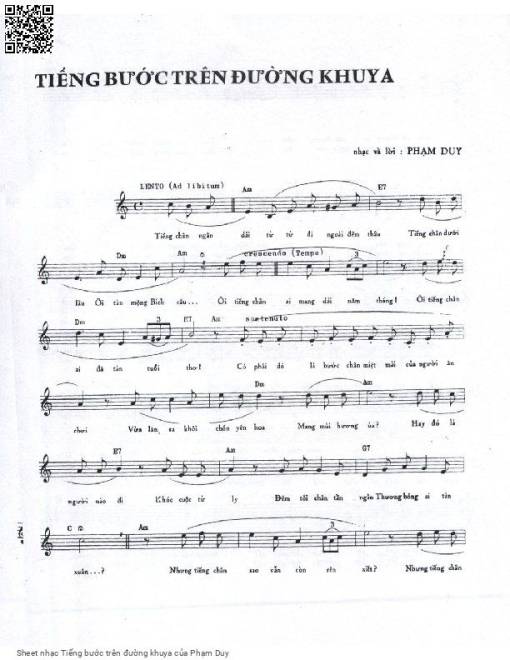 Sheet PDF of Tiếng bước trên đường khuya