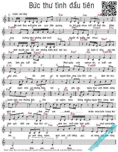 Sheet PDF of Bức thư tình đầu tiên