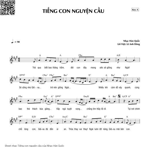 Sheet PDF of Tiếng con nguyện cầu