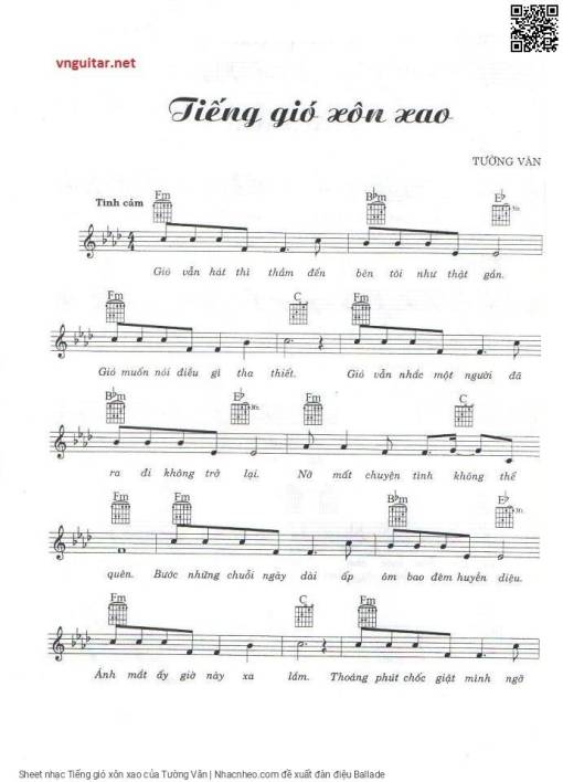 Sheet PDF of Tiếng gió xôn xao