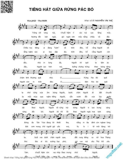 Sheet PDF of Tiếng hát giữa rừng Pắc Pó