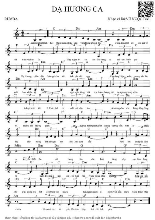 Sheet PDF of Tiếng lòng tôi (Dạ hương ca)