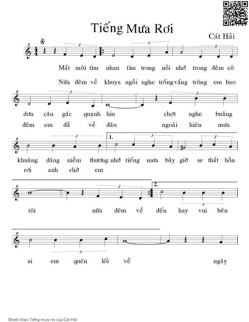 Sheet PDF of Tiếng mưa rơi