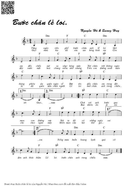 Sheet PDF of Bước chân lẻ loi