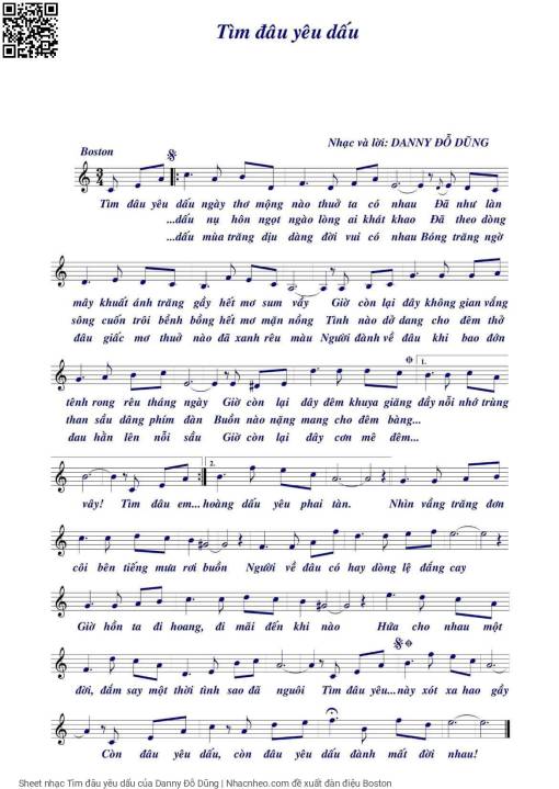 Sheet PDF of Tìm đâu yêu dấu