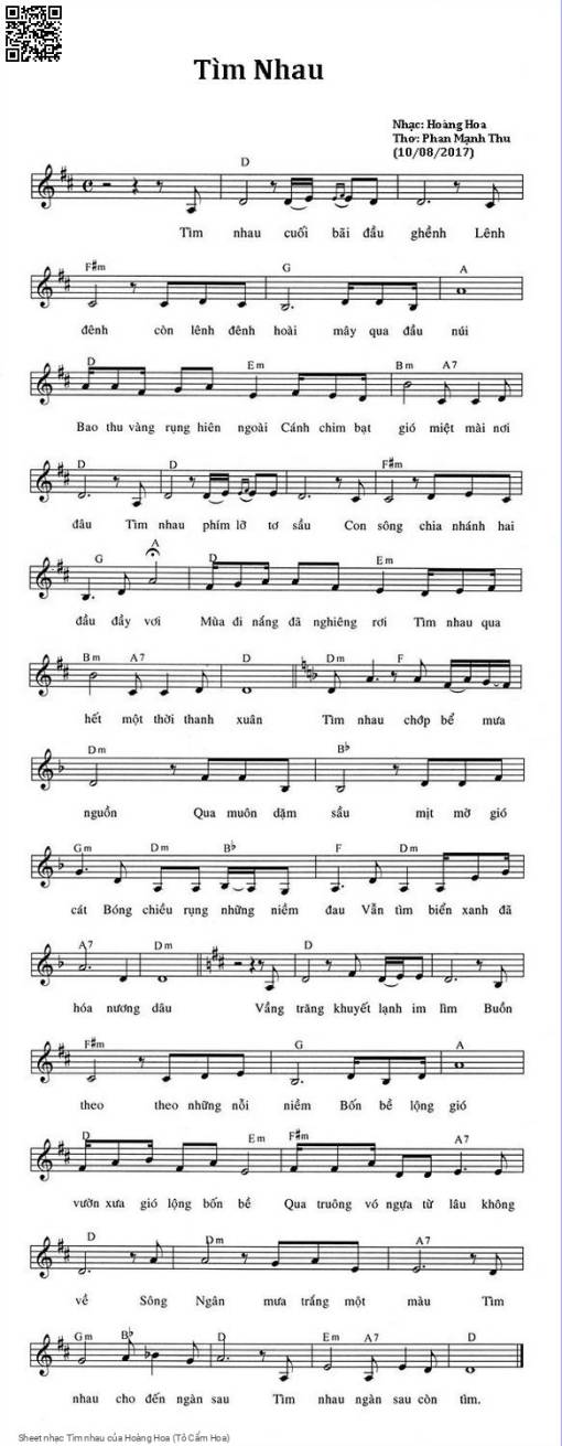 Sheet PDF of Tìm nhau - Hoàng Hoa (Tô Cẩm Hoa)