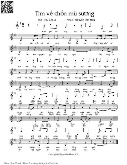 Sheet PDF of Tìm về chốn mù sương