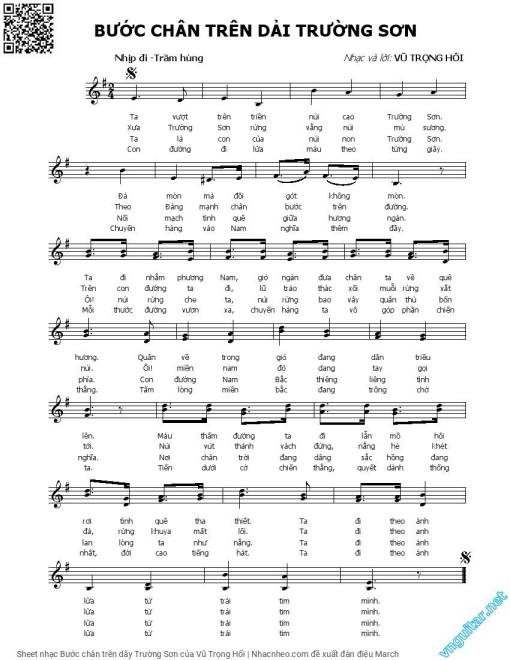 Sheet PDF of Bước chân trên dãy Trường Sơn